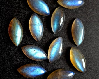 Natural Marquise shaped Blue Fire Labradorite flat back calibrated gemstone cabochon sizes available 3x6, 4x8, 5x10, 6x12, 7x14, 8x16MM Gems
