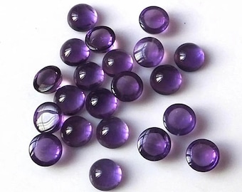 4mm Natural Purple Amethyst Cabochon Flat Back Top Quality Calibrated Natural AAA+ Quality Round Shape Loose Gemstones, callbrated Gemstone