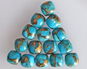 Blue Copper Turquoise Cushion shape Flat- back Calibrated Cabochon For Jewelry Making, Blue Copper Turquoise cabochons all size available