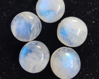 8mm Natural Rainbow Moonstone Blue Flashy AAA Quality Loose Gemstone, Round Shape Cabochon Flat Back Gemstone,Calibrated Size Loose Gemstone