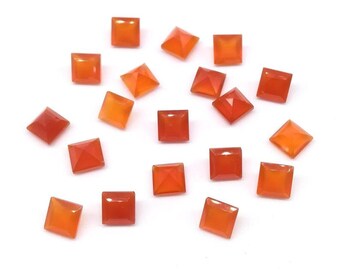 Natural Carnelian 3mm-15mm Square Faceted Cut Loose Gemstone, Carnelian Faceted, 3mm 4mm 5mm 6mm 7mm 8mm 9mm 10mm 11mm 12mm 13mm 14mm 15mm