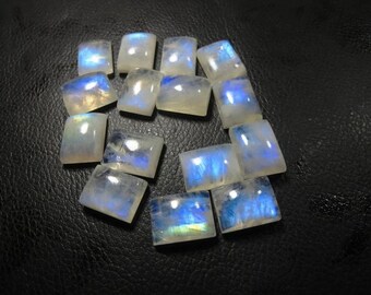 Natural Rainbow Moonstone Rectangle Shape Cabochon,Calibrated Flat Back Rainbow Moonstone,Wholesale Semi Precious Gemstone,AllSizesAvailable
