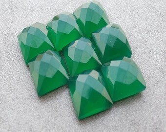 Natural Green Onyx Square Shape Checker Cut Calibrated Wholesale Gemstones, All Sizes Available Gemstone For Jewelry Making, 5mm to 20mm gem