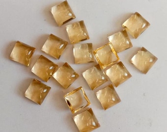Natural Citrine Square Shape Cabochon Flat Back Calibrated Wholesale Gemstones,All Sizes Available Gemstone For Jewelry Making, 5m to 15mm