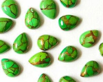 Natural Green Copper Turquoise Pear Cabochon Calibrated Size Pear Copper Green Copper Turquoise for Jewelry Making Stone,Use Vintage Jewelry