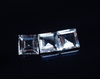3MM To 15MM Natural White Topaz Square Faceted Cut Gemstone- AAA+++ Quality Loose white topaz Calibrated Gemstone, Use For jewelry making