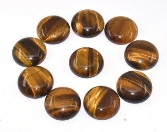 Natural Tiger Eye Round Shape Flat Back 3mm 4mm 5mm, 6mm, 7mm, 8mm 9mm 10mm 11mm 15mm Calibrated Natural Wholesale Loose Gemstone Cabochon
