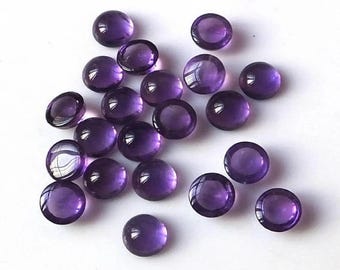 Natural Amethyst Round Shape Cabochon Flat Back Calibrated Wholesale Gemstones, All Sizes Available Gemstone For Jewelry Making, 5mm to 20mm