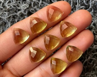 Natural Lemon Quartz Trillion Rose Cut 5mm to 15mm Loose Gemstone 5mm 6mm 7mm 8mm 10mm 11mm 12mm 13mm 14mm 15mm Gemstone for jewelry Making