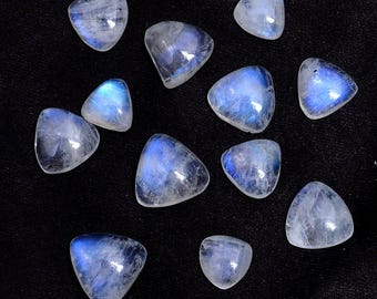 3x3mm Natural Trillion Moonstone Cabochon CALIBRATED, Rainbow Moonstone Loose Stone Cab, Semi Precious Gemstone Lot,Trillion shape flat back