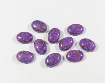 Purple Copper Turquoise Oval Shape Calibrated flat-back Cabochons For Jewelry Making, Purple Copper Cabochon Sizes Available 3x5mm - 12x16mm