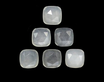 AAA Gray Moonstone Cushion Rose Cut 5X5MM To 15X15MM Natural Gray Moonstone Rose Cut Loose Gemstone Wholesale lot For Jewellery Making Gems