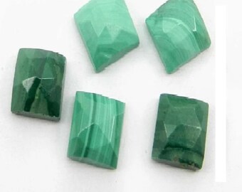 Natural Malachite Octagon Rose Cut, Flatback Malachite, Calibrated Size Loose Gemstone, Size Available 5x7 MM to 12x16 MM, jewelry MakingGem