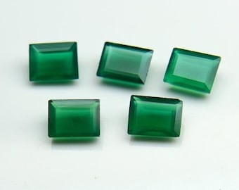 Green Onyx Rectangle shape Gemstone, Faceted Cut for making beautiful jewelry, Natural Green Onyx Handmade Loose Gemstone, Quality gemstone