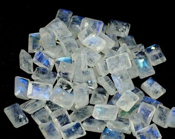 Natural Rainbow Moonstone Faceted Cut Octagon Gemstone Blue Fire AAA+++ Quality Rainbow Moonstone Cut Loose Gemstone 3x5mm- 12x16mm Gemstone