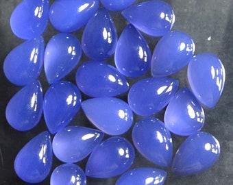 Natural Blue Chalcedony Pear Shape Cabochon Gemstone, Calibrated Tear Drop Shape Quality Wholesale Gemstones, All Sizes Semi Precious Stone