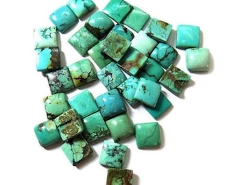 Natural Tibetan Turquoise Square Shape Cabochon Flat Back Calibrated Wholesale Gemstones,All Sizes Available Gemstone For Use Jewelry Making