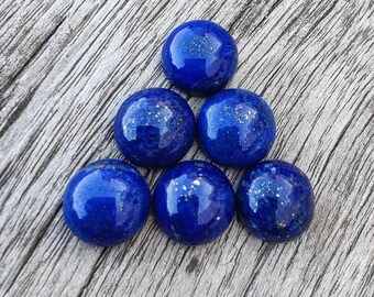 Blue Lapis Lazuli Round Shape Calibrated Cabochons For Jewelry Making, Blue Lapis flat-back Cabochons Size Available 3mm - 15mm Gemstone