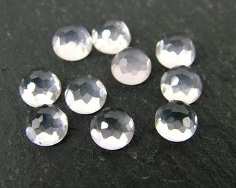 Natural Rose Quartz Round Shape Rose Cut, Quartz Loose Gemstone For Jewelry Making, Pink Color Rose Quartz Cut Calibrated Size 5mm-15mm