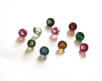 Natural Tourmaline Round Faceted Cut Loose Gemstone Lot 100 Pcs 3 MM ~ Natural multi tourmaline gemstone ~Round cut loose multi tourmaline