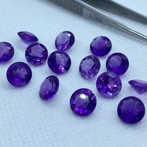 Natural Purple Amethyst Round Faceted Loose Gemstone (3-15mm)
