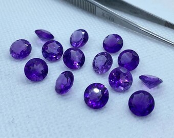 100% Natural Purple Amethyst Round Faceted Cut Size 3X3MM To 15X15MM AAA Amethyst Round Cut Calibrated Size Loose Gemstone, Top Quality