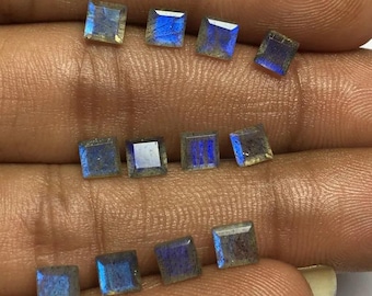 Natural Blue Flashy Labradorite Square Diamond Cut 3MM To 15MM AAA Labradorite Square Diamond Faceted Cut loose Gemstone Making Jewellery
