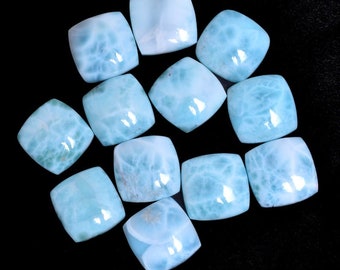 Natural Larimar Square Shape Cabochon Flat Back Calibrated Wholesale Gemstones, All Sizes Available Gemstone For Jewelry Making, 6mm to 15mm