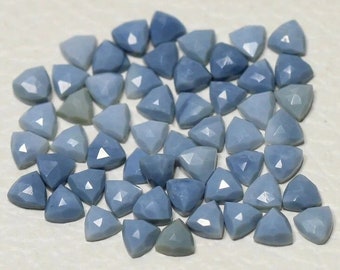 Natural Blue Opal Trillion Shape Flat Back Gemstone 5mm, 6mm, 7mm, 8mm 9mm 10mm 11mm 15mm Opal Calibrated Wholesale Loose Rose Cut Gemstone