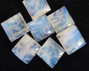 Natural Fire Rainbow Moonstone 5mm Square Shape Cabochon Flat Back AAA Quality Calibrated Loose Gemstones, Gemstone Lot For Jewelry Making