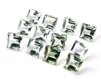 Natural Green Amethyst Square Shape Faceted Cut Calibrated Wholesale Gemstones, All Sizes Available Gemstone For Jewelry Making, 5mm to 15mm