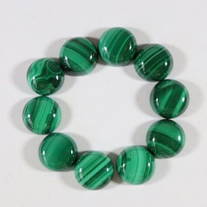 Natural Malachite Round Shape Cabochon Flat Back Calibrated Wholesale Gemstones, All Sizes Available Gemstone For Jewelry Making, 5m to 20mm