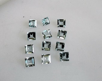 Natural Aquamarine gemstone 3mm/4mm/5mm/8mm/9mm/10m Square-shaped faceted, calibrated,deep blue color,Aquamarine Gemstone For Jewelry Making