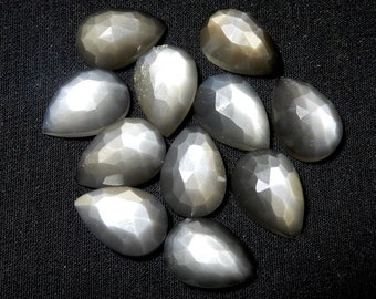 Pear shape Grey Moonstone, Teardrop Natural Grey Moonstone Rose Cut , Back Flat Gemstones,Size 5x7mm To 12x16MM, Wholesale lot for jewellery
