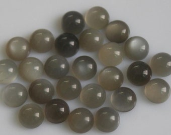 AAA Gray Moonstone Round Cabochon 3X3MM To 15X15MM Natural Gray Moonstone Round Cabochon Loose Gemstone Wholesale lot For Jewellery Making