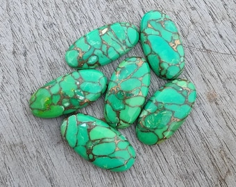 Green Copper Turquoise Oval Big Oval Shape Gemstone, Cabochon for making beautiful jewelry, Natural Green Copper Turquoise Loose Gemstone