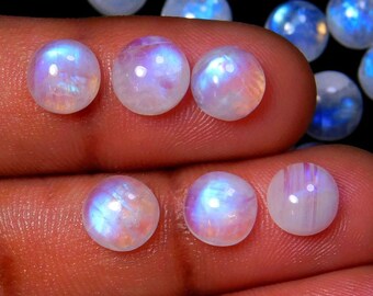 10mm Round Cabochon Natural Rainbow Moonstone Blue Flashy AAA Quality Loose Gemstone, Semi Precious Gemstone,Round Cabochon Loose Gemstone