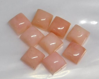 AAA Pink Opal 3mm - 15mm Stunning Natural Pink Opal Gemstone Square Smooth Flat Back Cabochon AAA Quality Loose Gemstone For Jewelry Making