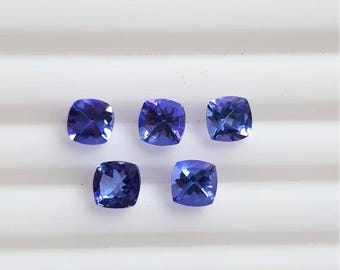Natural AAA+ Tanzanite Cushion Faceted cut loose gemstone, matching Pair in 4mm, 5mm & 6mm in AAA+ Tanzanite Pair, blue fine tanzanites gems