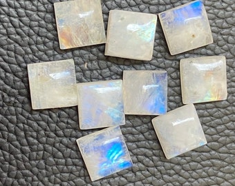 Natural Rainbow moonstone  14mm Square cabochon, Rainbow moonstone circle gemstones, jewelry making cab, semi precious stone wholesale Lots