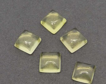 Natural Lemon Quartz Square Shape Cabochon, Quartz Loose Gemstone For Jewelry Making, Yellow Color Lemon Quartz Cab Calibrated Size 3m-15mm
