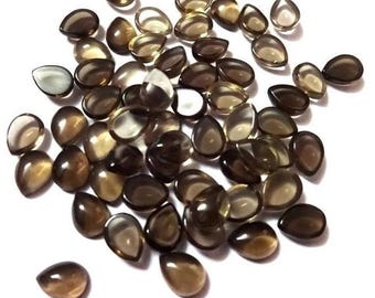 Natural Smoky Quartz Cabochon Gemstone Pear Shape Size 3x5mm - 12x16mm Rose Gemstone, High Quality Natural Smoky Quartz Pear Loose Gemstone