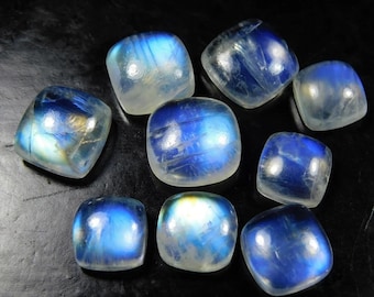 Natural Rainbow Moonstone 7mm Cushion Shape Calibrated size Gemstone ,Cushion Shape loose Cabochons, loose flat back cabochon Top Gemstone,