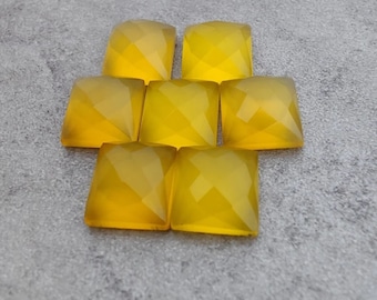 Natural Yellow Chalcedony Checker Cut Calibrated Square Semi Precious Loose Gemstone,Wholesale Good Quality Gemstone,jewelry making Gemstone