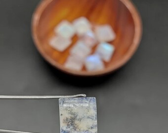 AAA+Quality 10mm Natural Square Moonstone Cabochon CALIBRATED Loose Gemstone Natural Moonstone Gemstone For Jewelry Making Flashy Gemstone