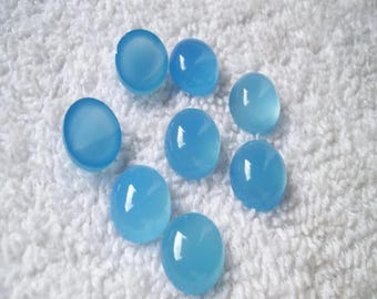 Natural Blue Chalcedony Cabochon Flat back Calibrated Round Semi Precious Loose Gemstone, Wholesale Good Quality, jewelry making Gemstone