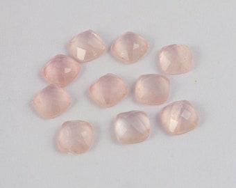 Natural Rose Quartz Cushion Shape Rose Cut, Quartz Loose Gemstone For Jewelry Making, Pink Color Rose Quartz Cut Calibrated Size 5mm-15mm