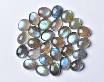 Labradorite Cabochons -Natural Labradorite Oval Shape Flat Back Gemstone -Loose Cabochon -Calibrated Cabochons Labradorite 3x5mm to 12x16mm