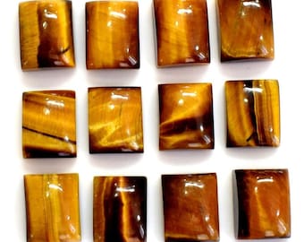 Natural Tiger's Eye Cabochon, Wholesale Tiger's Eye Gemstone,3X5mm To 12x16mm, Calibrated Octagon Gemstone, Flat Back Wholesale Lot Gemstone
