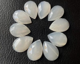 Pear shape White Moonstone, Teardrop Natural White Moonstone Rose Cut, Back Flat Gemstones,Size 5x7mm To 12x16MM,Wholesale lot for jewellery
